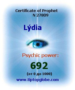 Certificate of test clairvoyant, psychic, prophet, soothsayer, precognition. Free test online, 10 minutes.