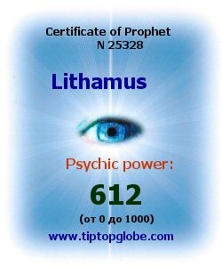 Certificate of test clairvoyant, psychic, prophet, soothsayer, precognition. Free test online, 10 minutes.