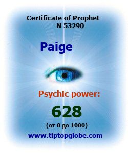 Certificate of test clairvoyant, psychic, prophet, soothsayer, precognition. Free test online, 10 minutes.