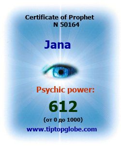 Certificate of test clairvoyant, psychic, prophet, soothsayer, precognition. Free test online, 10 minutes.