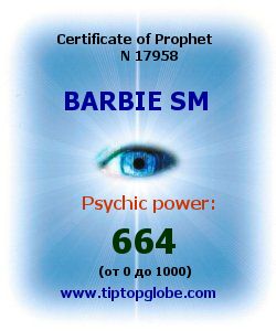 Certificate of test clairvoyant, psychic, prophet, soothsayer, precognition. Free test online, 10 minutes.