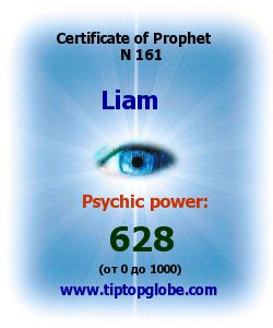 Certificate of test clairvoyant, psychic, prophet, soothsayer, precognition. Free test online, 10 minutes.