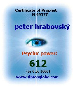 Certificate of test clairvoyant, psychic, prophet, soothsayer, precognition. Free test online, 10 minutes.