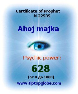 Certificate of test clairvoyant, psychic, prophet, soothsayer, precognition. Free test online, 10 minutes.