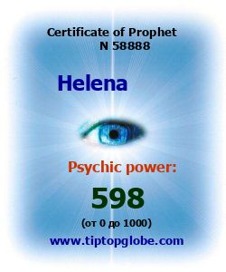 Certificate of test clairvoyant, psychic, prophet, soothsayer, precognition. Free test online, 10 minutes.