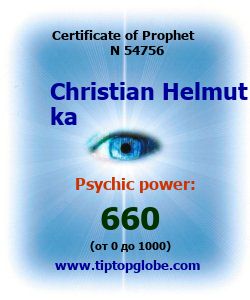Certificate of test clairvoyant, psychic, prophet, soothsayer, precognition. Free test online, 10 minutes.