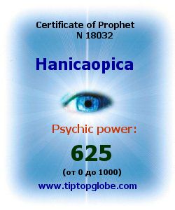 Certificate of test clairvoyant, psychic, prophet, soothsayer, precognition. Free test online, 10 minutes.