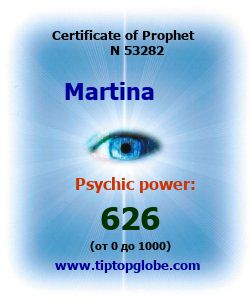 Certificate of test clairvoyant, psychic, prophet, soothsayer, precognition. Free test online, 10 minutes.