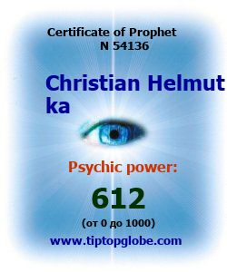 Certificate of test clairvoyant, psychic, prophet, soothsayer, precognition. Free test online, 10 minutes.